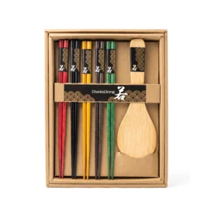 Set 5 perechi de bețișoare asiatice și paletă pentru orez Chanko Dining Waka